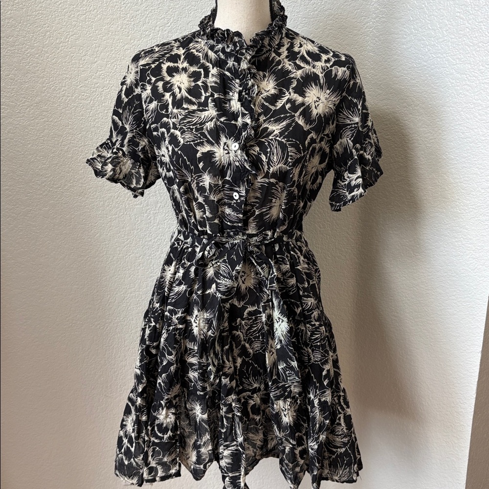 Mille Resort & Travel Violetta Dress in Black Hibiscus Size XS - Picture 4 of 8